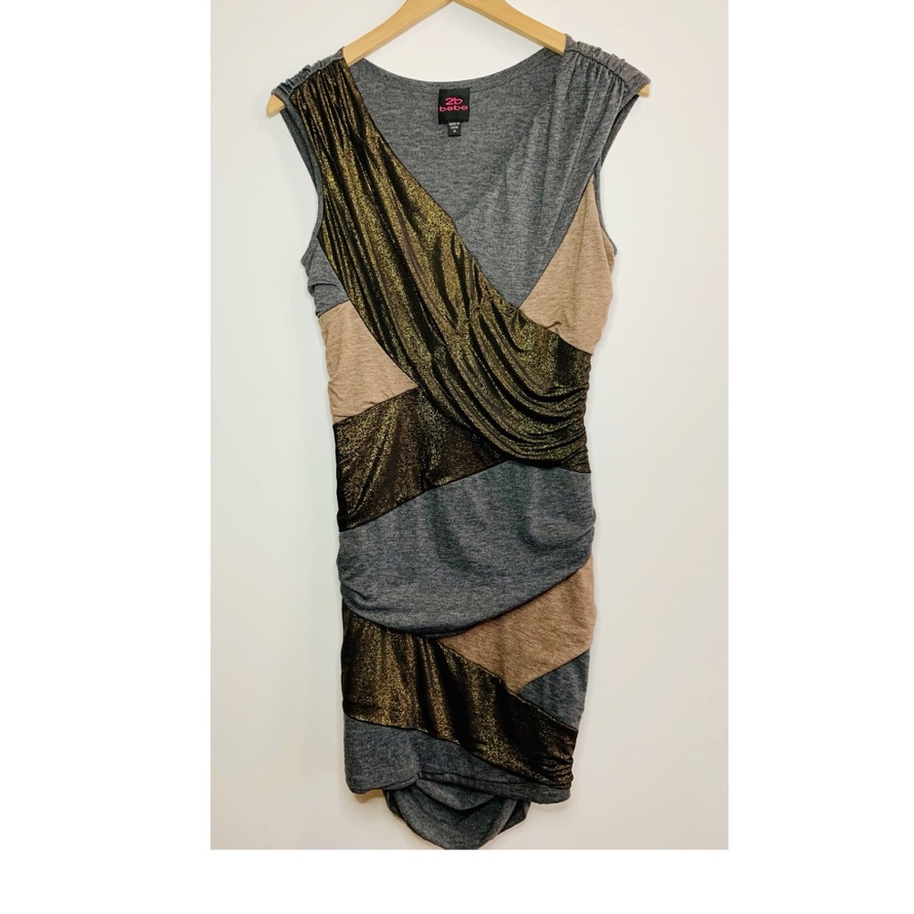 BEBE 2B BeBe Jersey Metallic Dress Medium